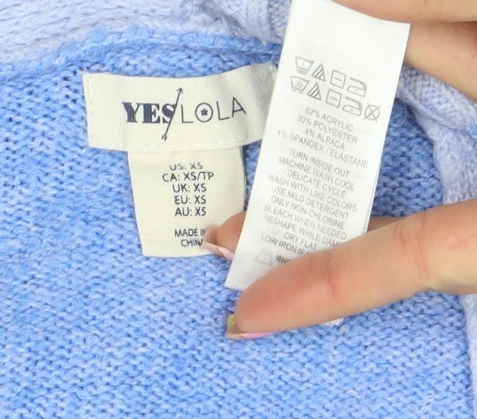 YESLOLA Women Blue XS V-Neck Button Knit Cardigan Jumper