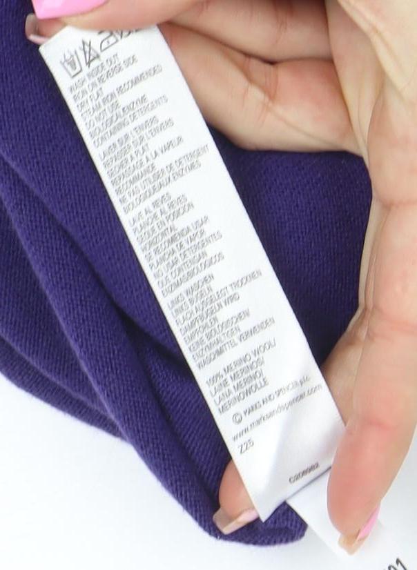 Marks & Spencer Women Purple Beaded Merino Wool Jumper UK 12