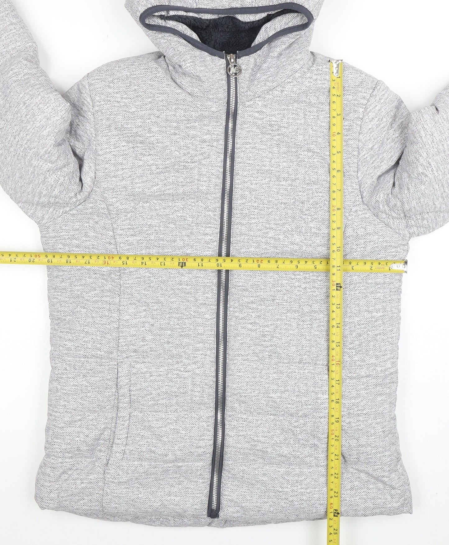 New Balance Women's Grey Hooded Puffer Jacket Size M Polyester Lined