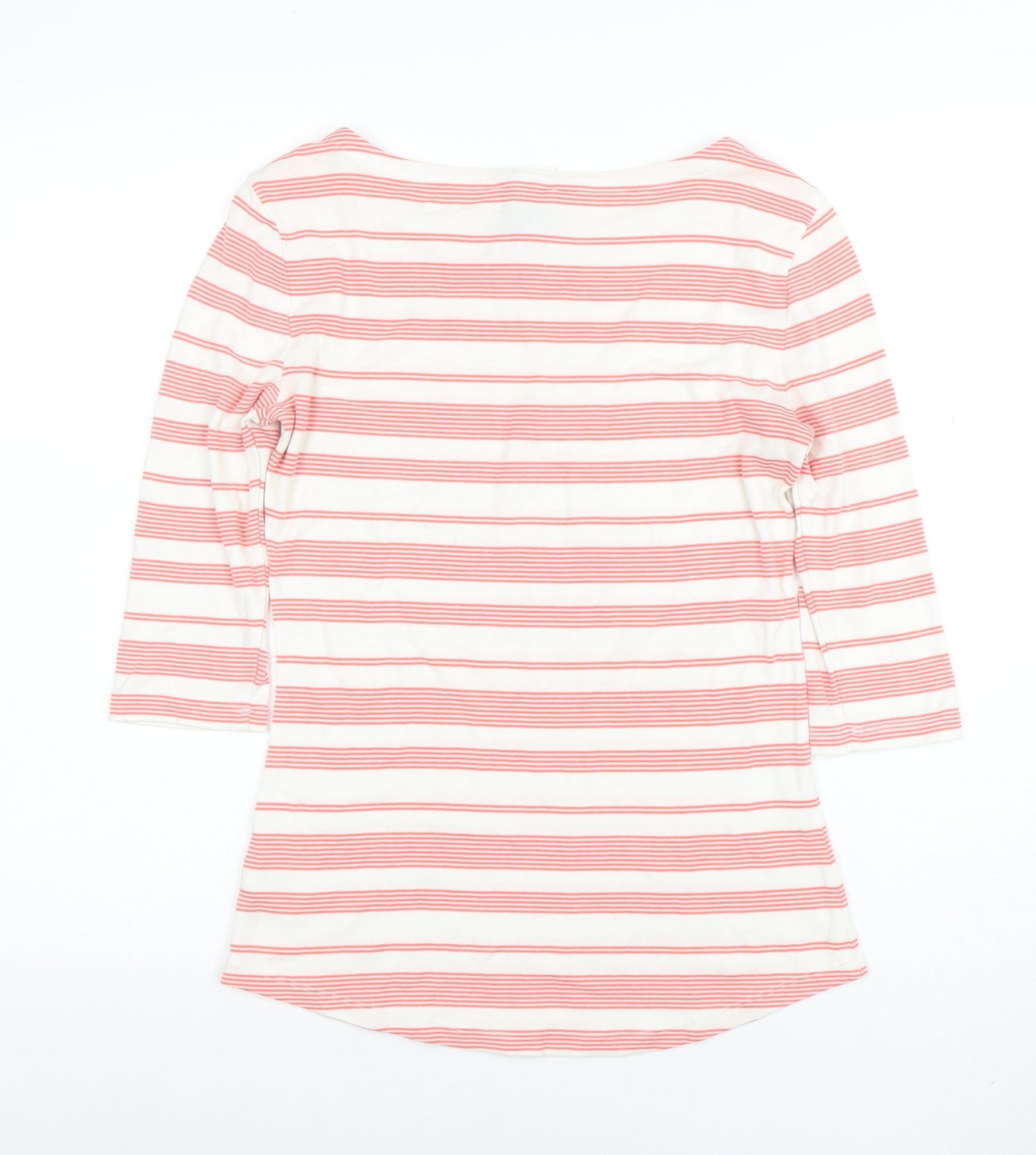 Anokhi & Addison Women's Multicoloured Striped 3/4 Sleeve Boat Neck Top Size L