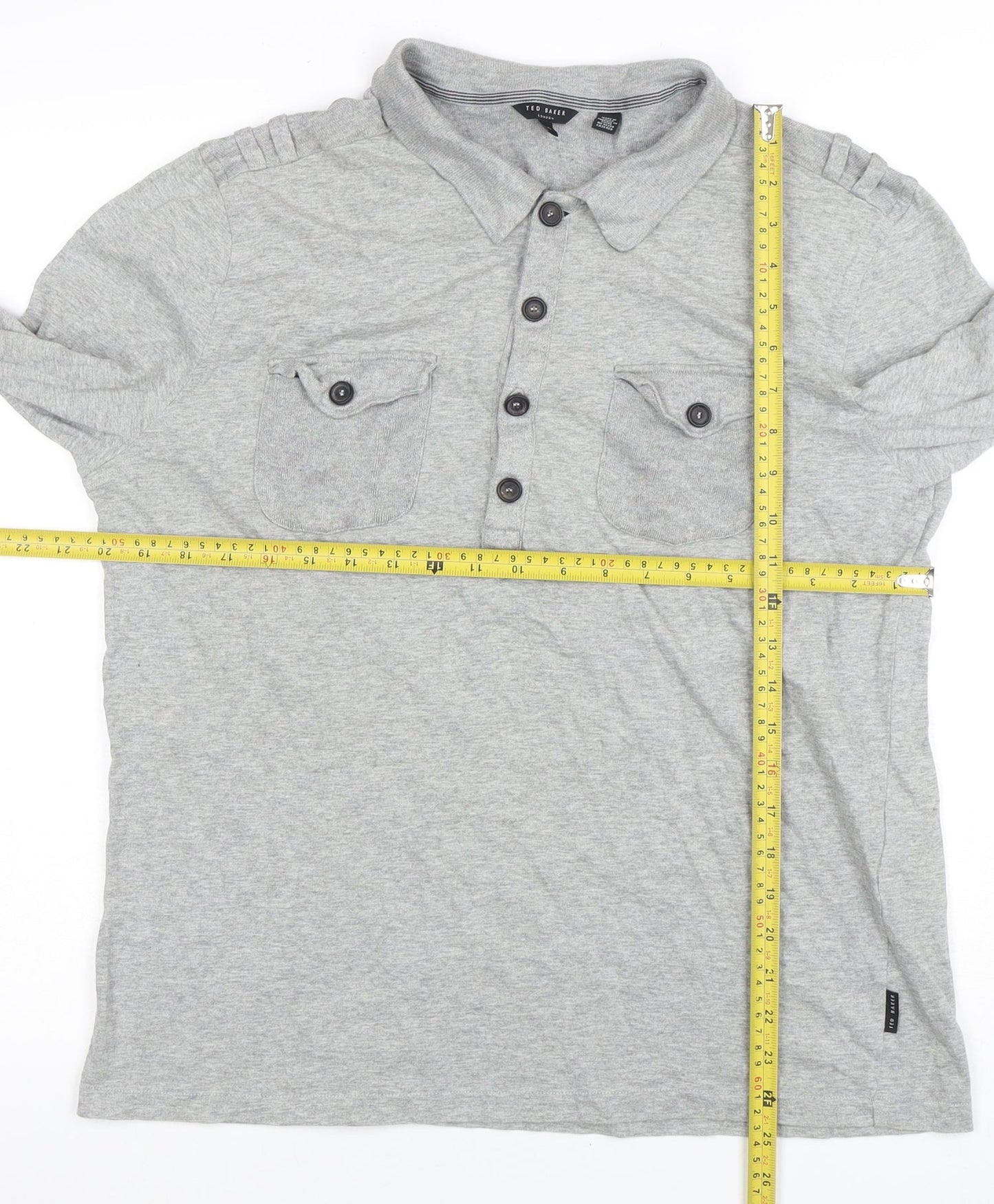 Ted Baker London Grey Long Sleeve Polo Shirt Size S Men’s Casual