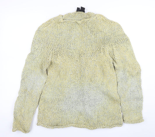 DKNY Womens Beige Open-Knit Rayon Cotton Pullover Jumper M