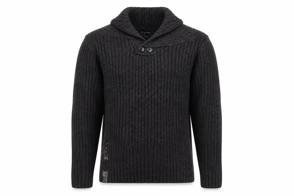 Americana Raw Men's Grey Wool Blend High Neck Pullover Jumper M