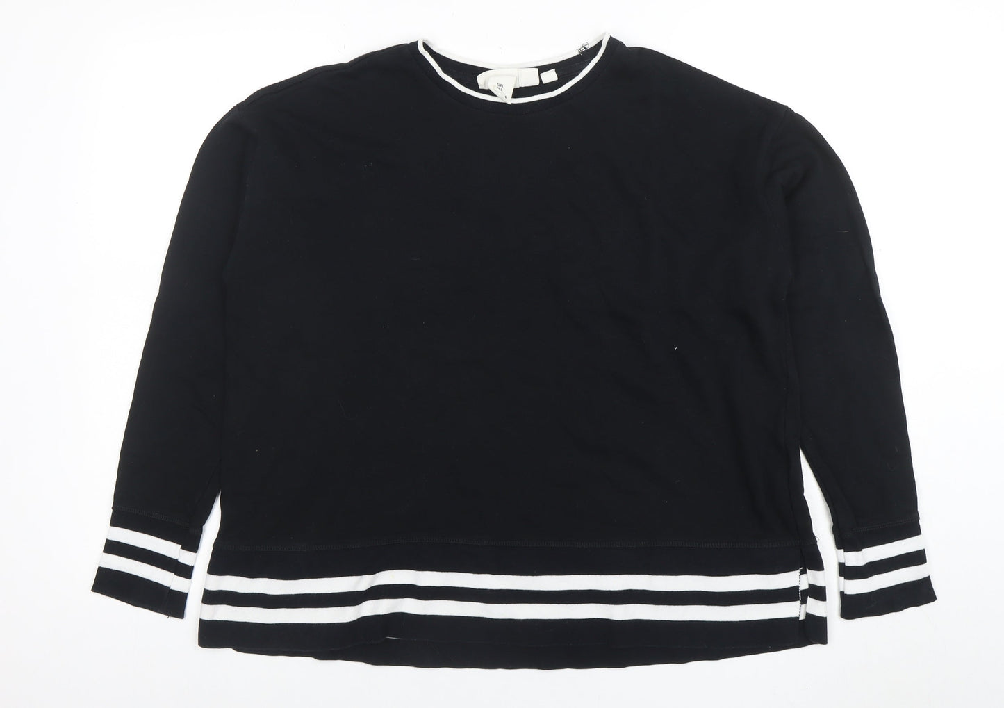 L.O.G.G. Women Black Stripe Trim Pullover Sweatshirt L