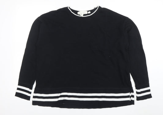 L.O.G.G. Women Black Stripe Trim Pullover Sweatshirt L