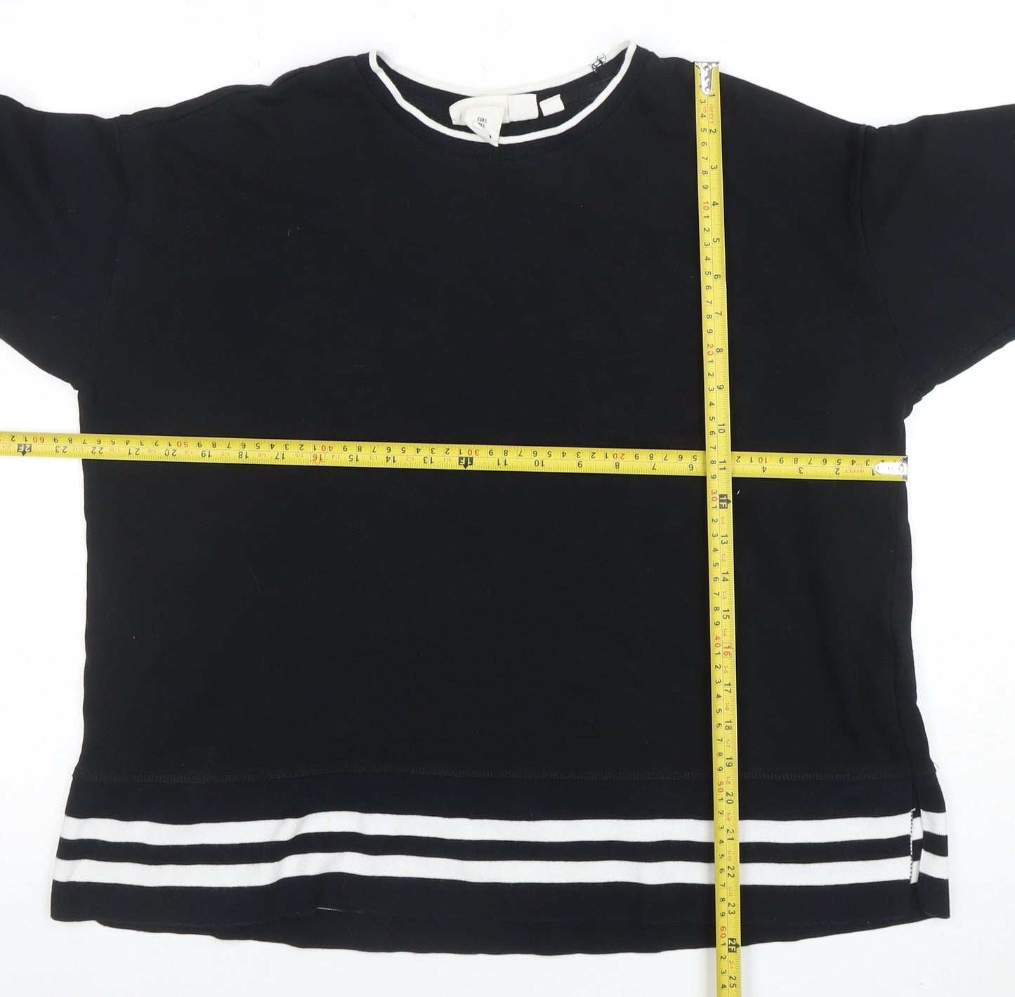 L.O.G.G. Women Black Stripe Trim Pullover Sweatshirt L