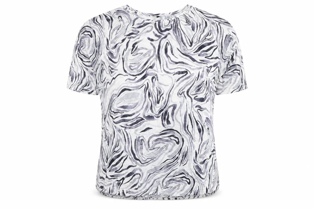 Phase Eight Women’s Grey Linen Animal Print Short Sleeve T-Shirt UK 16