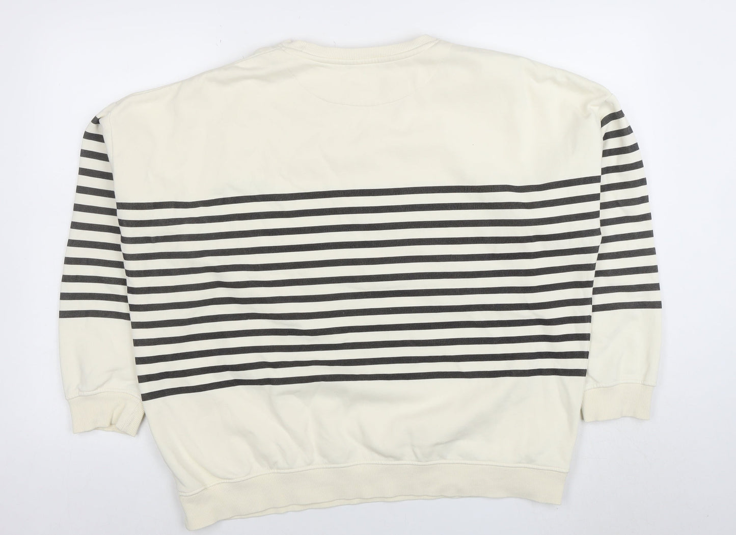 F&F Women Ivory Striped Pullover Sweatshirt Size 14 Regular Fit