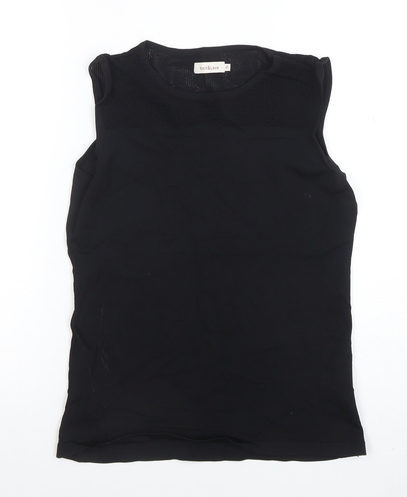 Knit & Love Womens Black XL Sleeveless Knit Tank Top