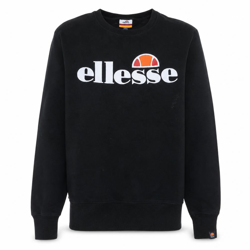 Ellesse Men's Black Small Crew Neck Logo Sweatshirt Cotton Blend