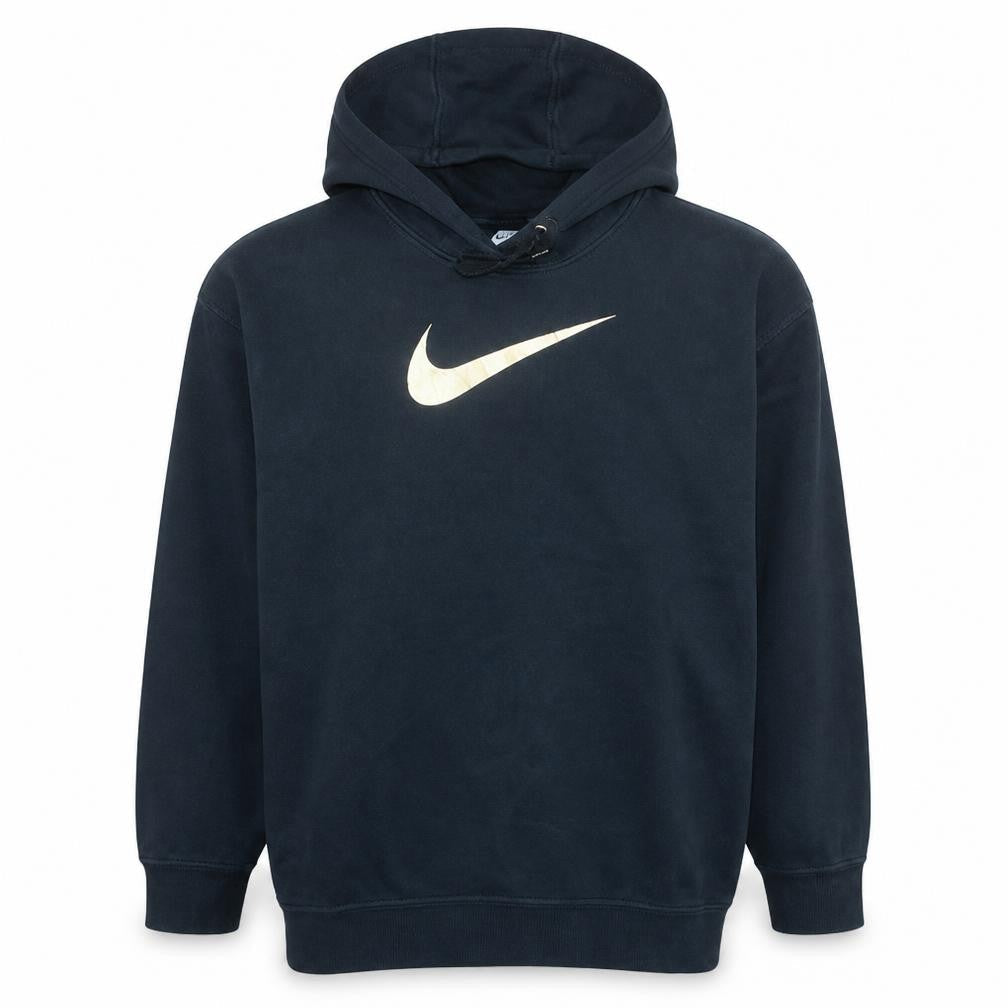 Nike Womens Black Pullover Hoodie Medium Gold Logo Sweatshirt