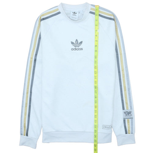 Adidas Mens White Crew Neck Pullover Sweatshirt Size S