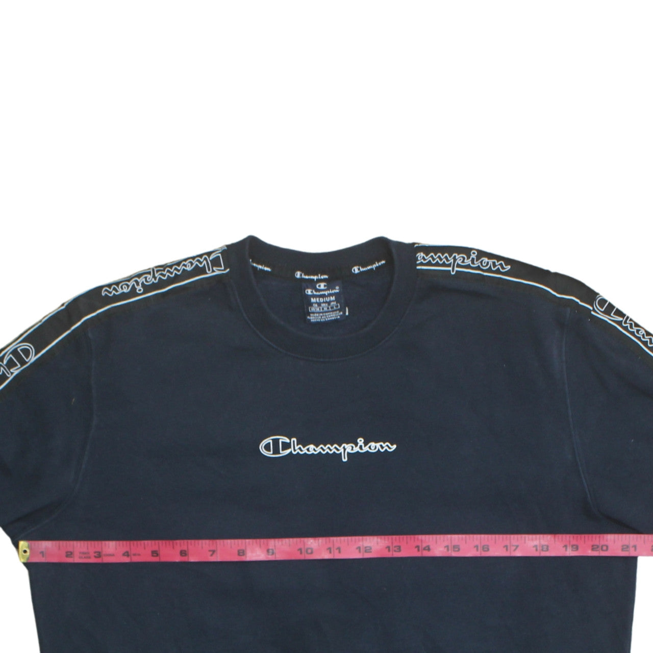 Champion Men's Black Medium Crew Neck Logo Sweatshirt
