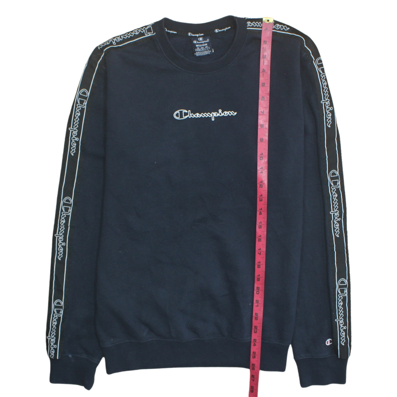 Champion Men's Black Medium Crew Neck Logo Sweatshirt