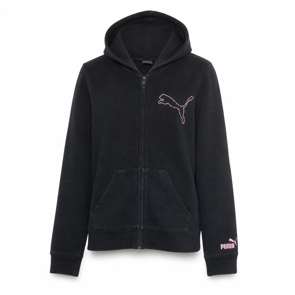 Puma Womens Black XS Full Zip Hoodie Sweatshirt Cotton Blend