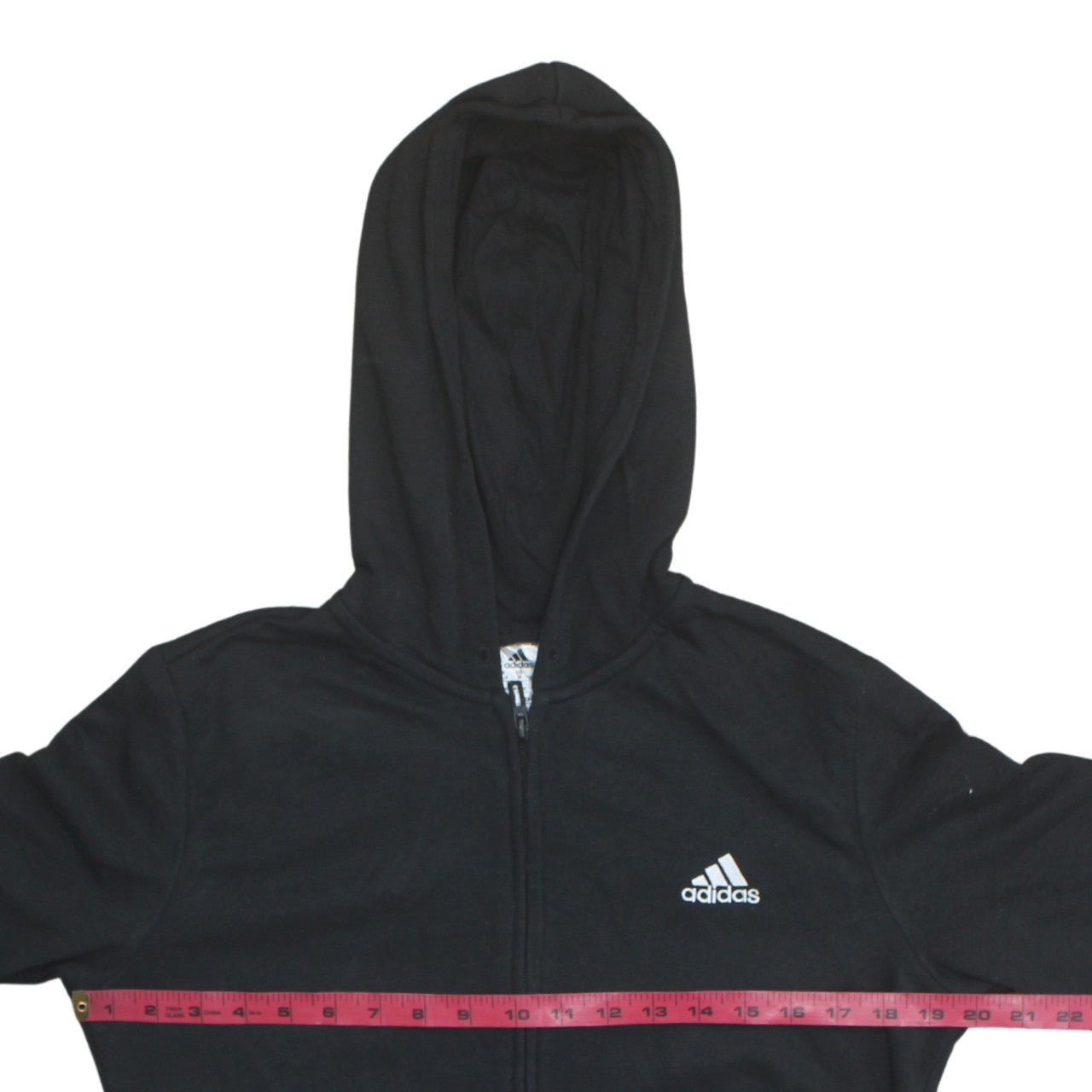 Adidas Women's Black Full Zip Hoodie Size 12-14 M Logo Print