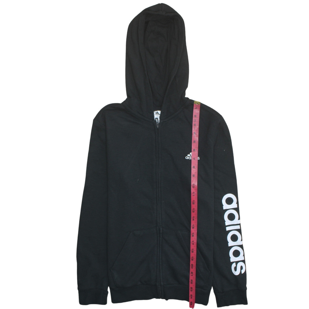Adidas Women's Black Full Zip Hoodie Size 12-14 M Logo Print