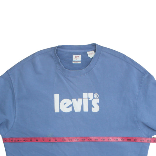 Levi's Men's Blue Relaxed Fit Crew Neck Logo Sweatshirt M