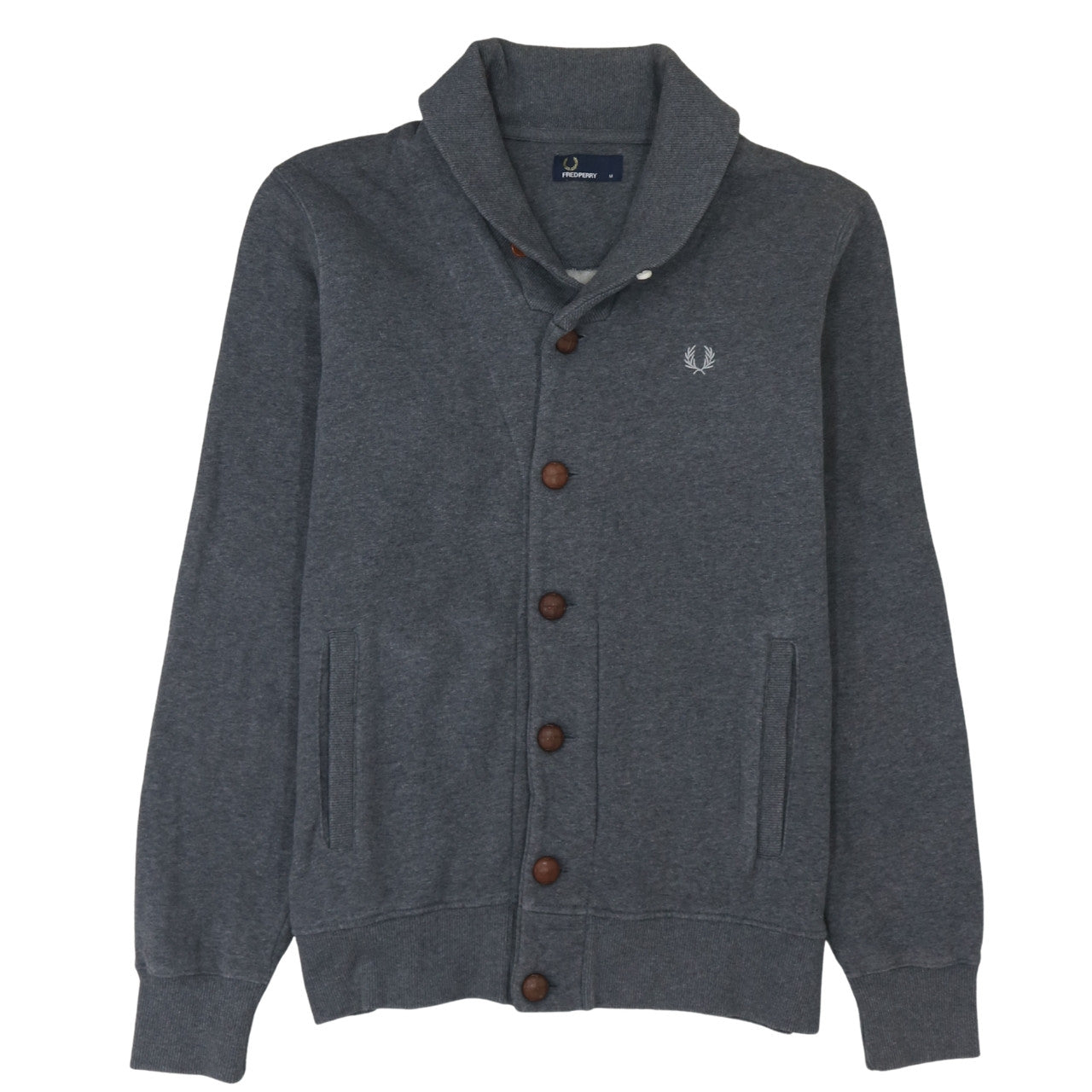 Fred Perry Men's Grey Button Cardigan Sweatshirt M