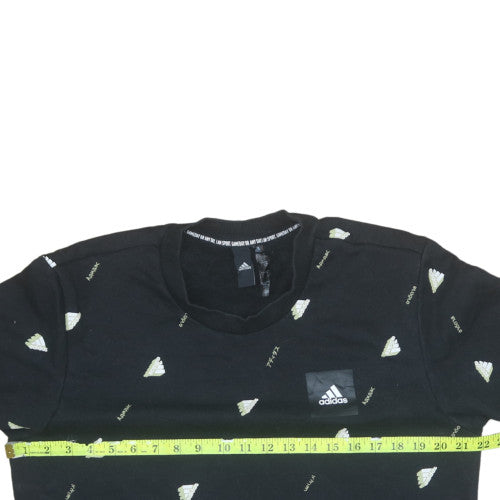 Adidas Men's Black Crew Neck Sweatshirt Size L Cotton Blend Graphic Print