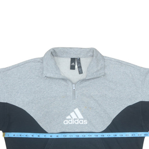 Adidas Women Grey Black 1/4 Zip Sweatshirt Size M Cotton Blend