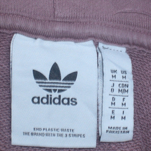 adidas Mens Purple Pullover Hoodie M Logo Fleece Sweatshirt