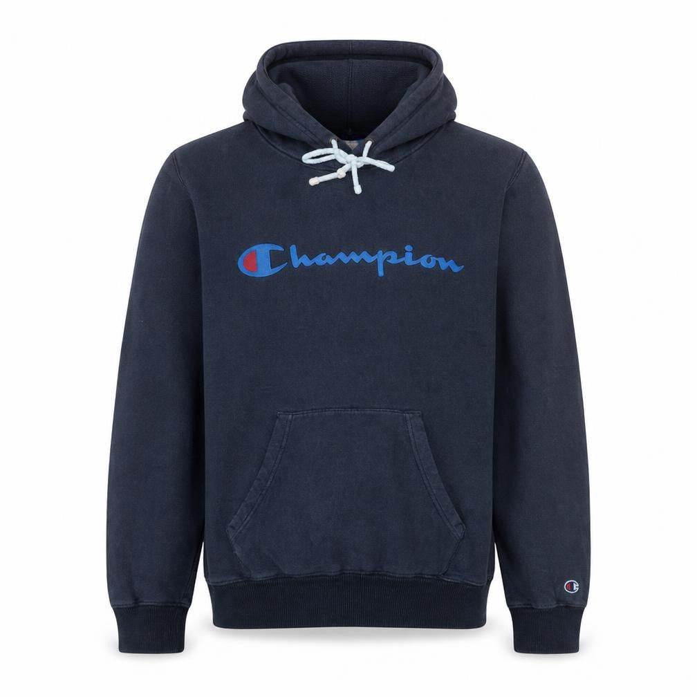 Champion Men's Blue Pullover Hoodie Medium Logo Fleece Sweatshirt