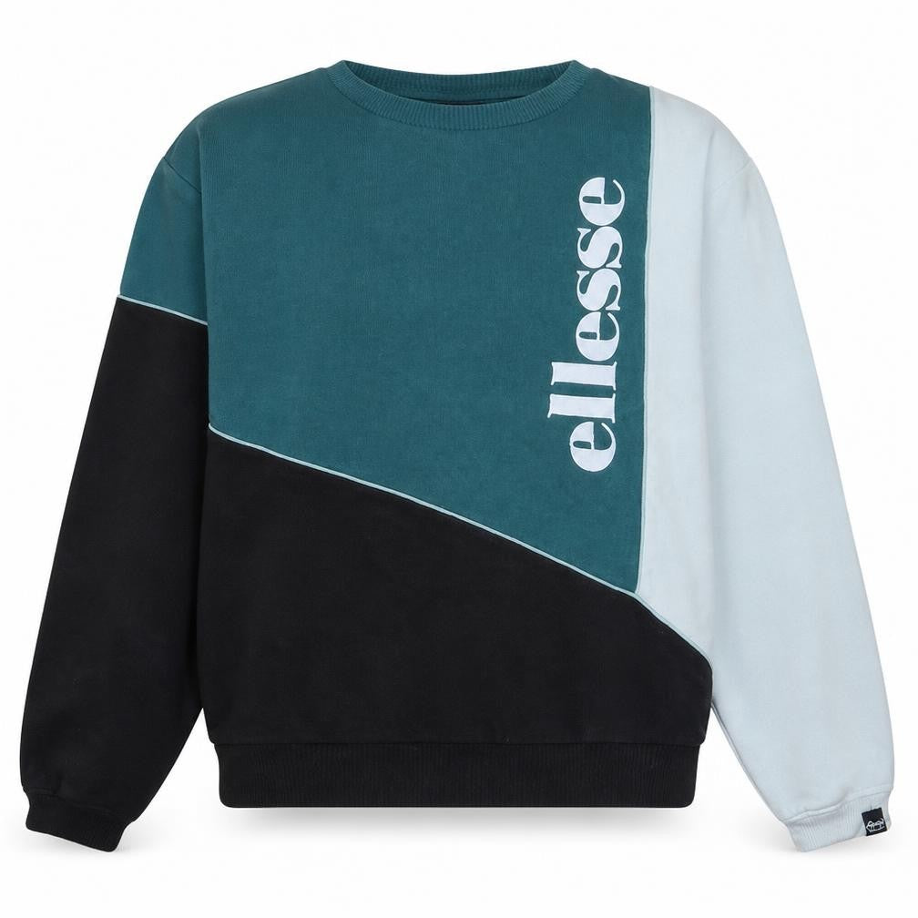Ellesse Womens Colourblock Blue Sweatshirt UK 14 Cotton Blend