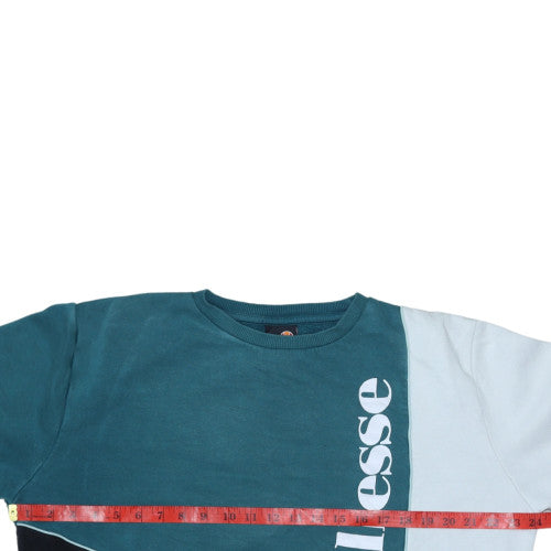 Ellesse Womens Colourblock Blue Sweatshirt UK 14 Cotton Blend