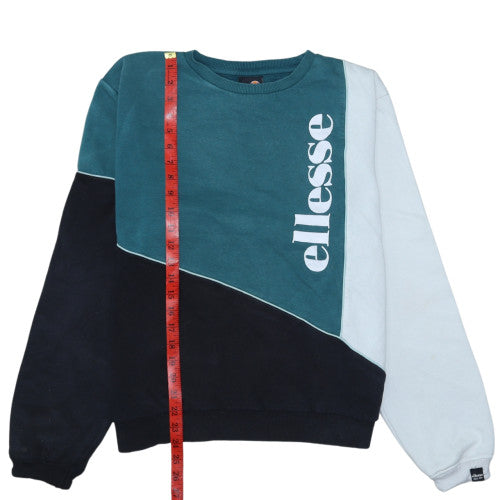 Ellesse Womens Colourblock Blue Sweatshirt UK 14 Cotton Blend