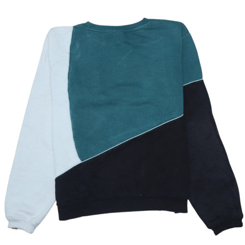 Ellesse Womens Colourblock Blue Sweatshirt UK 14 Cotton Blend