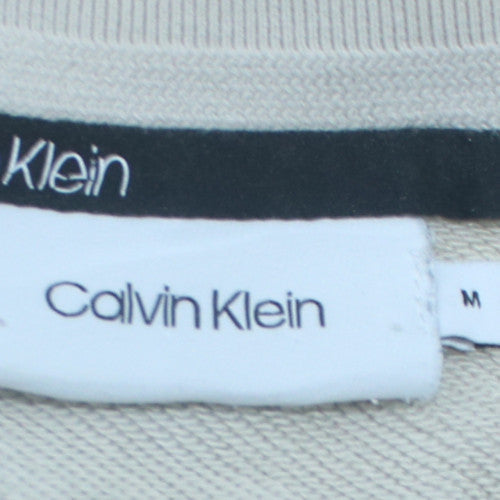 Calvin Klein Men Beige Logo Pullover Sweatshirt M Regular Fit