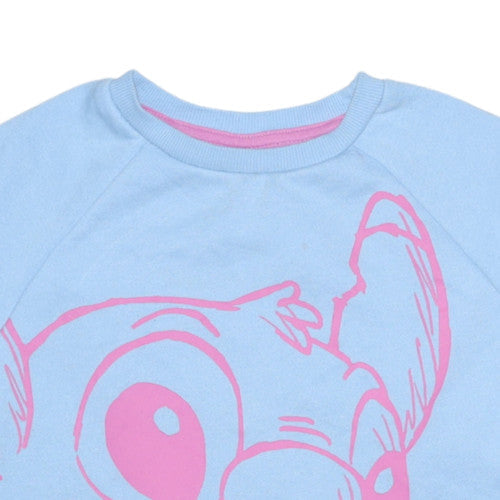 Disney Girls Blue Stitch Graphic Pullover Sweatshirt 11-12 Years