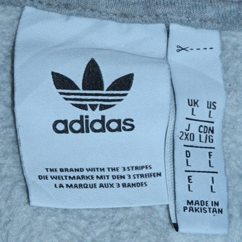 Adidas Mens Grey 2XL Pullover Hoodie with Logo and Drawstring