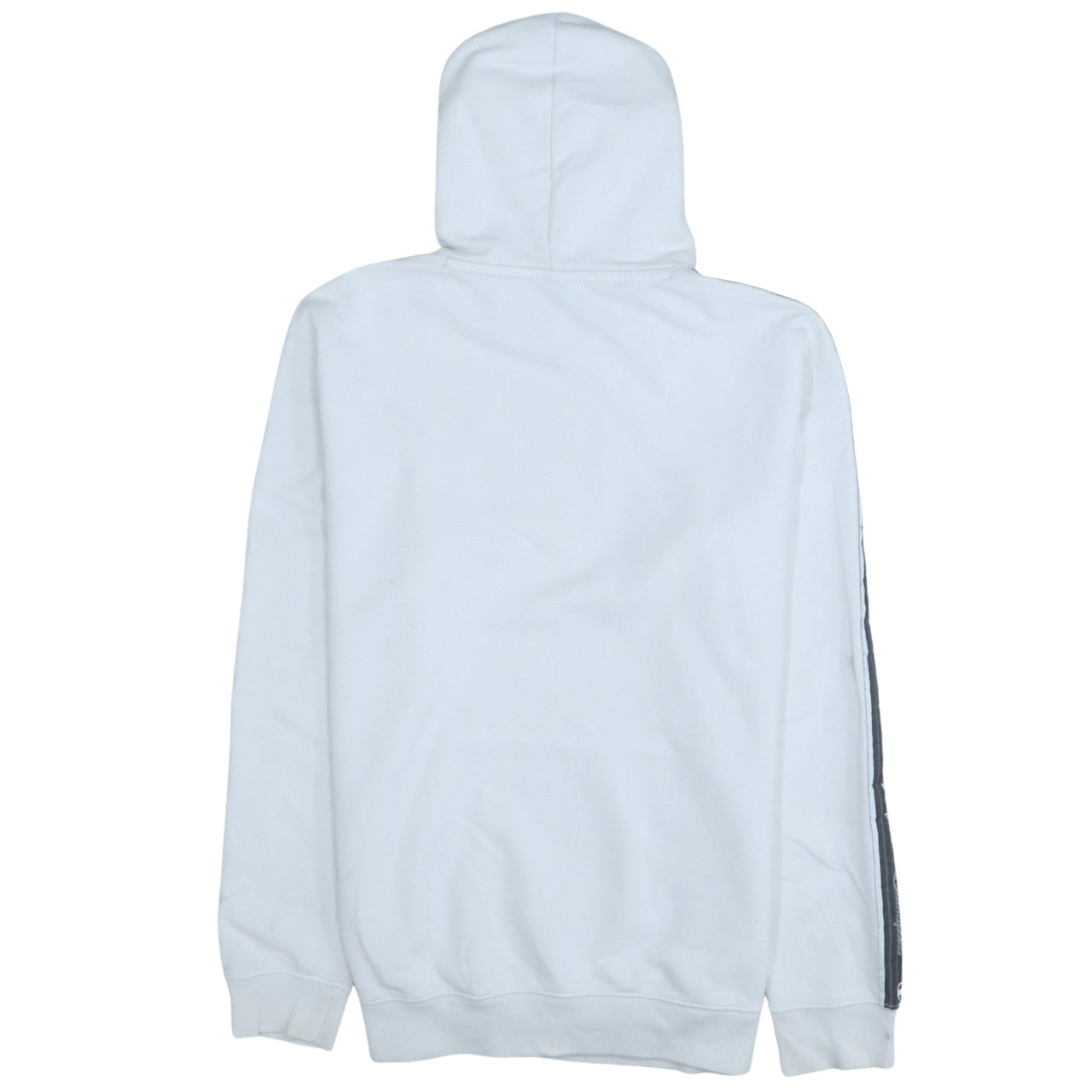 Champion Men White Pullover Hoodie Medium Logo Tape Sleeve Sportswear