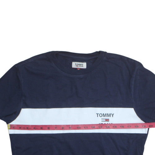 Tommy Jeans Men Blue Colourblock Cotton T-Shirt Size S