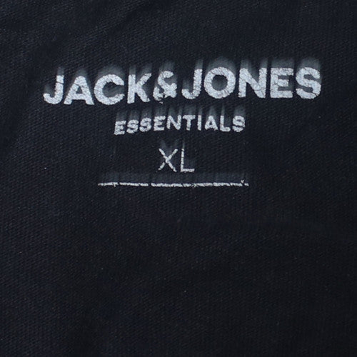 Jack & Jones Men's Black XL Crew Neck Graphic Print T-Shirt