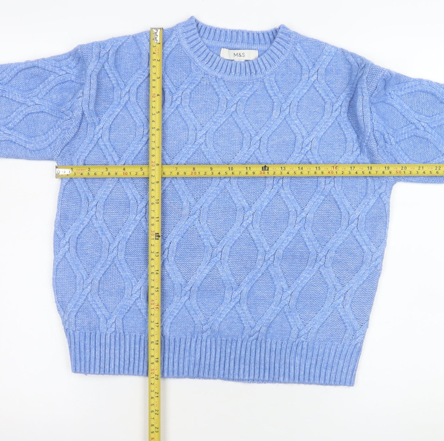 Marks and Spencer Women’s Blue Cable-Knit Pullover Jumper XS