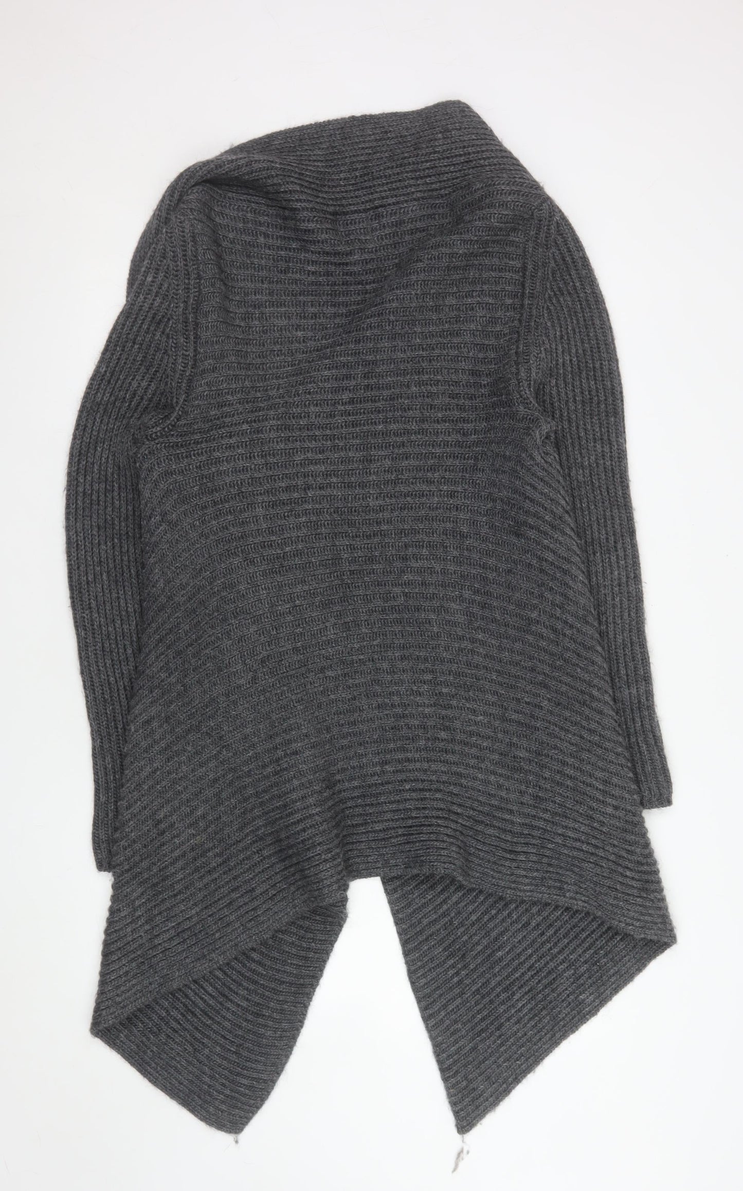 Noa Noa Women's Grey Wool Blend Open Front Long Sleeve Cardigan L