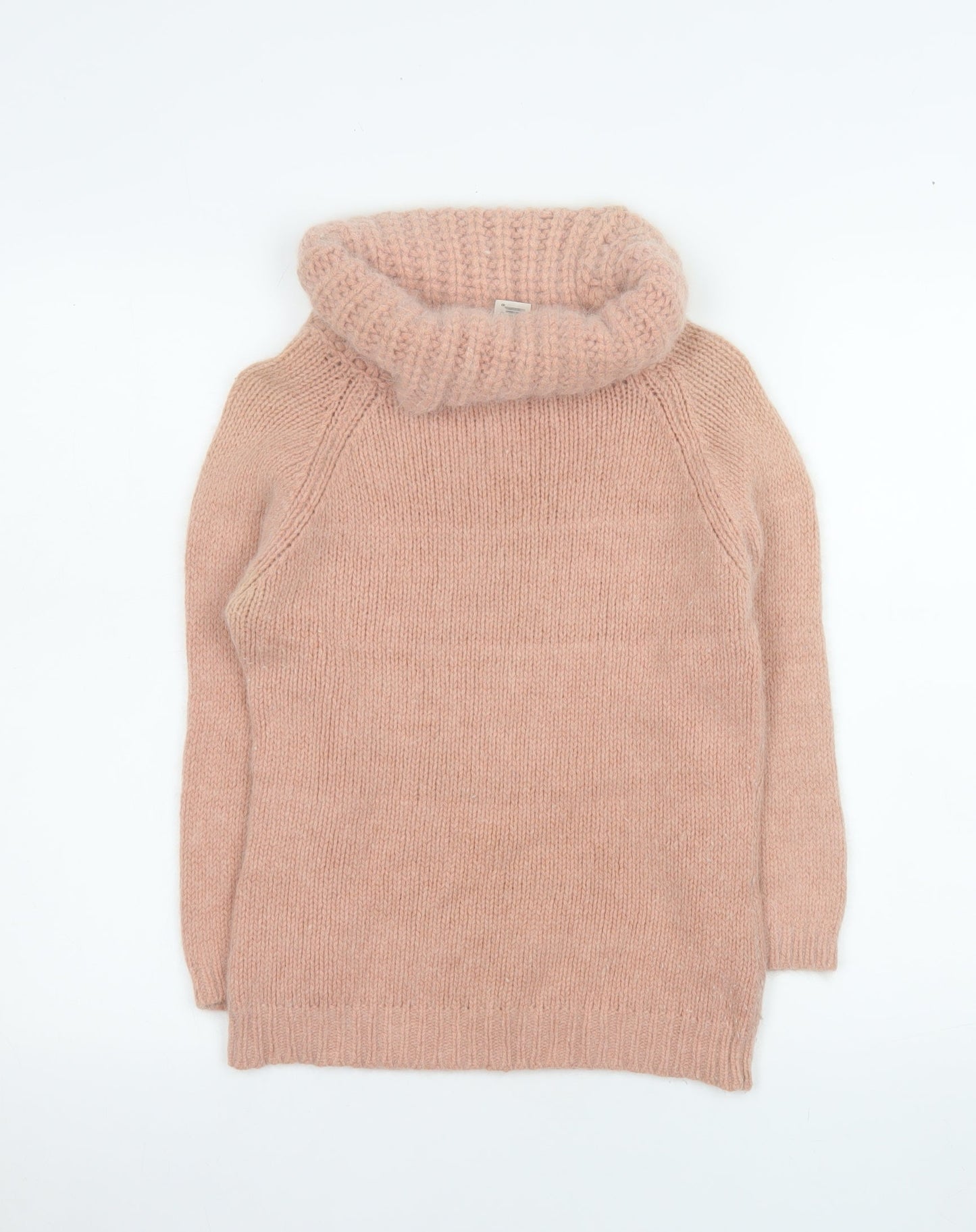 MNG Women's Pink Roll Neck Angora Blend Jumper Size 12