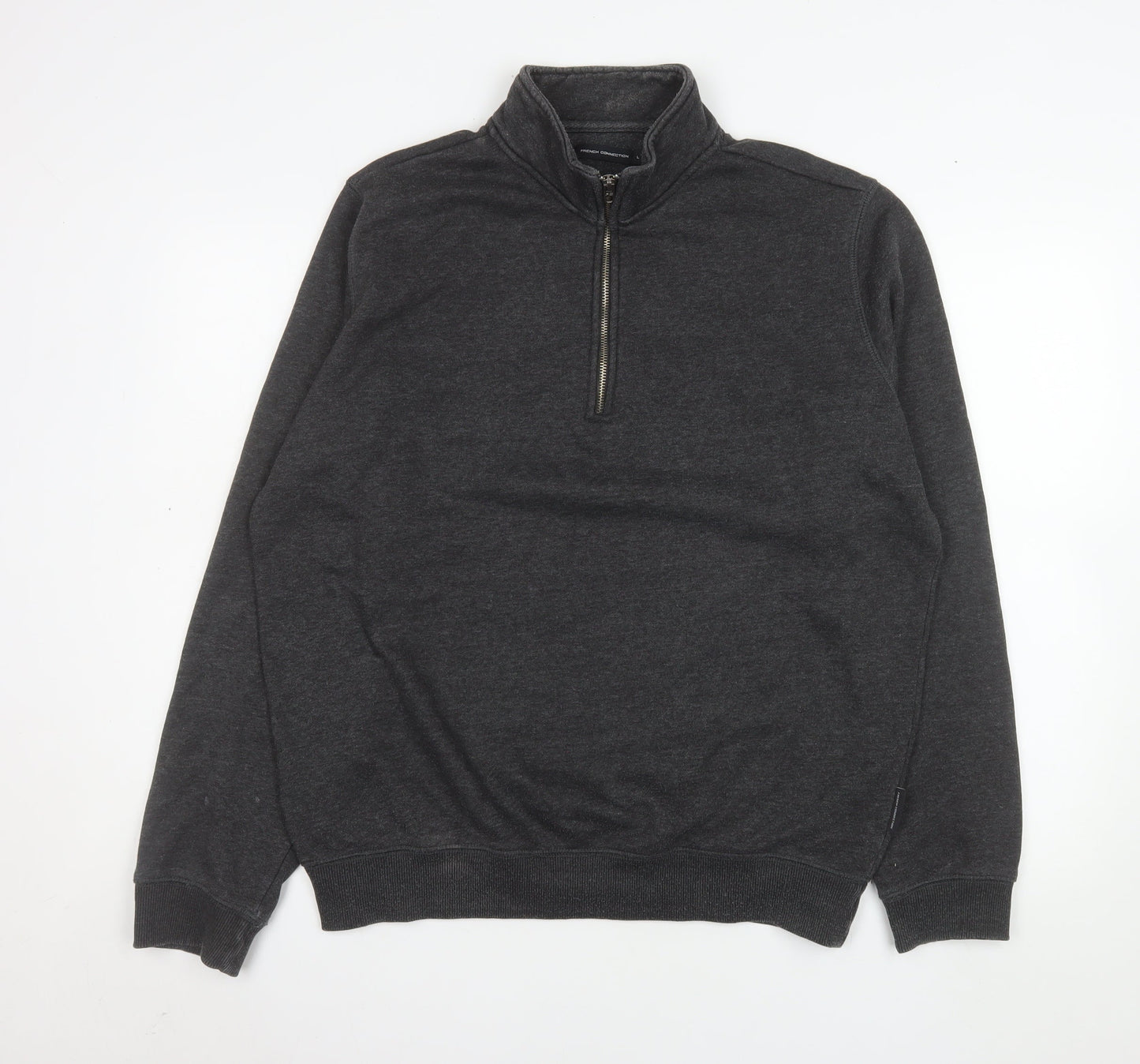 French Connection Men's Grey 1/2 Zip High Neck Sweatshirt Size L
