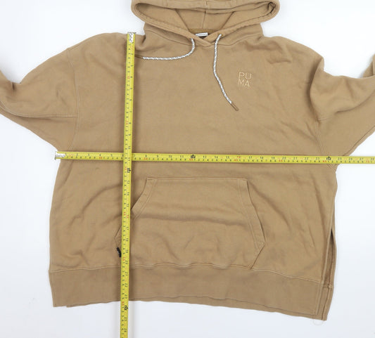 Puma Womens Beige Pullover Hoodie Small Cotton Blend Casual