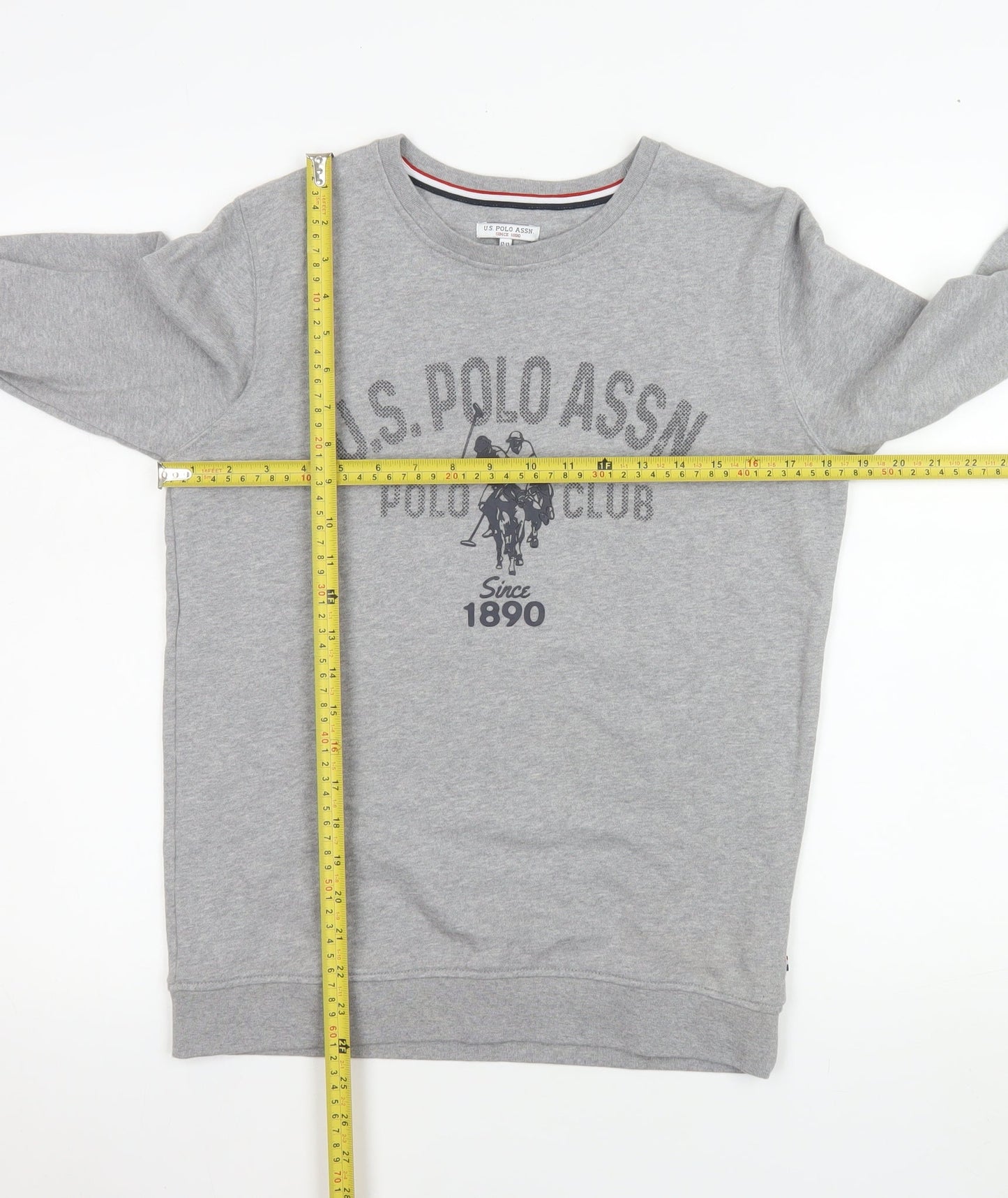U.S. Polo Assn. Boys Grey Pullover Sweatshirt 12-13 Years Crew Neck Logo Print