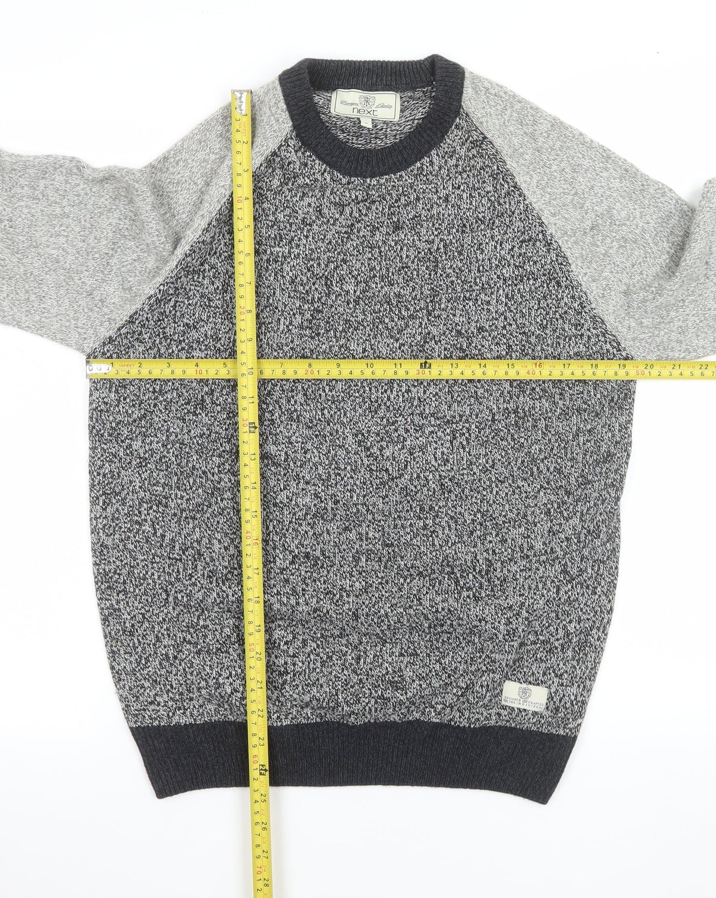 Next Men's Grey Chunky Knit Crew Neck Pullover Jumper Size M