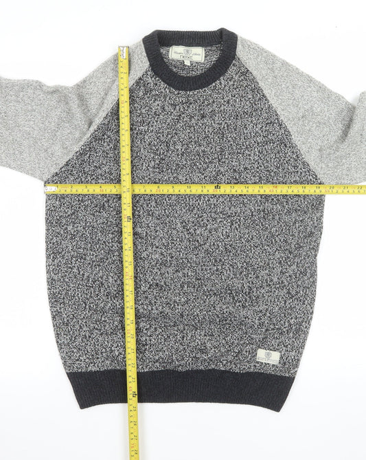 Next Men's Grey Chunky Knit Crew Neck Pullover Jumper Size M