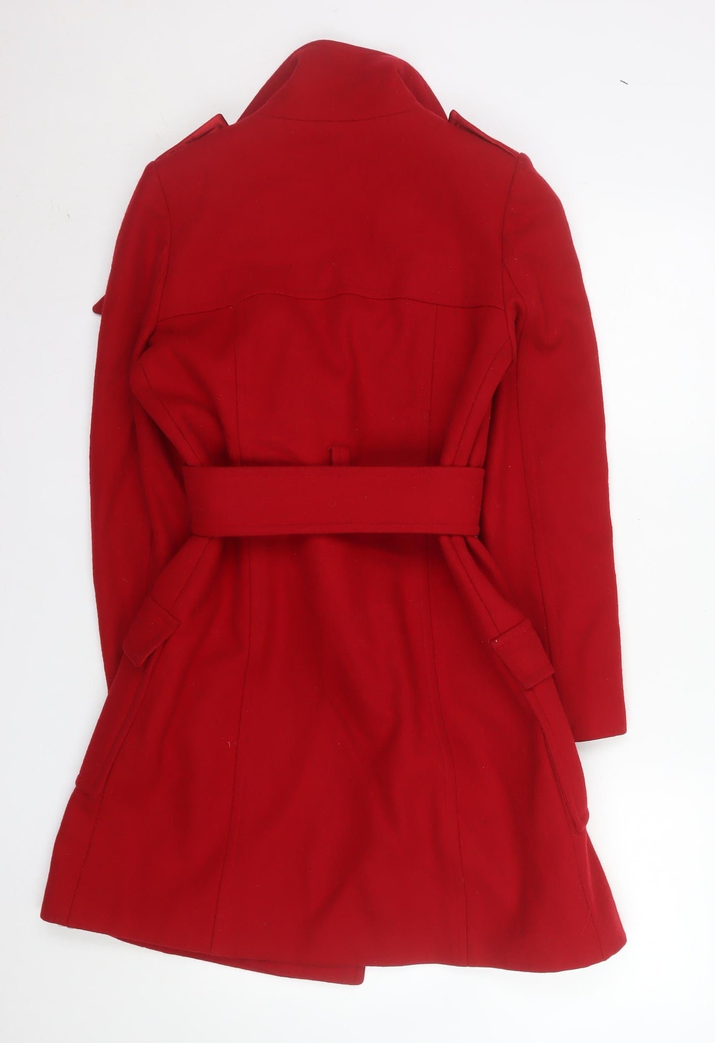 Tammy Teens Red Wool Blend Belted Trench Coat Size 12