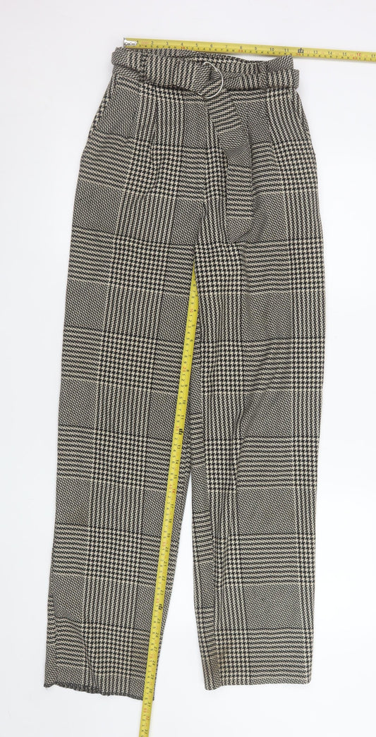 Light Before Dark Women's Black Check Tweed Paperbag Trousers XS
