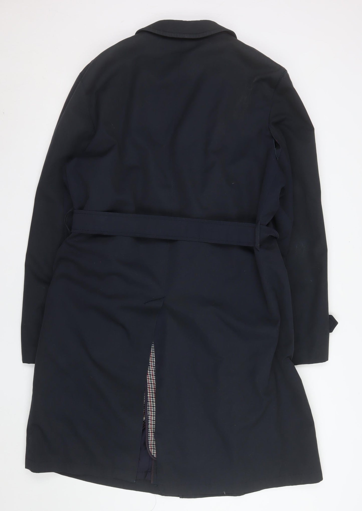 C&A Canda Men's Black 44in Trench Coat Belted Mid-Length Classic Workwear