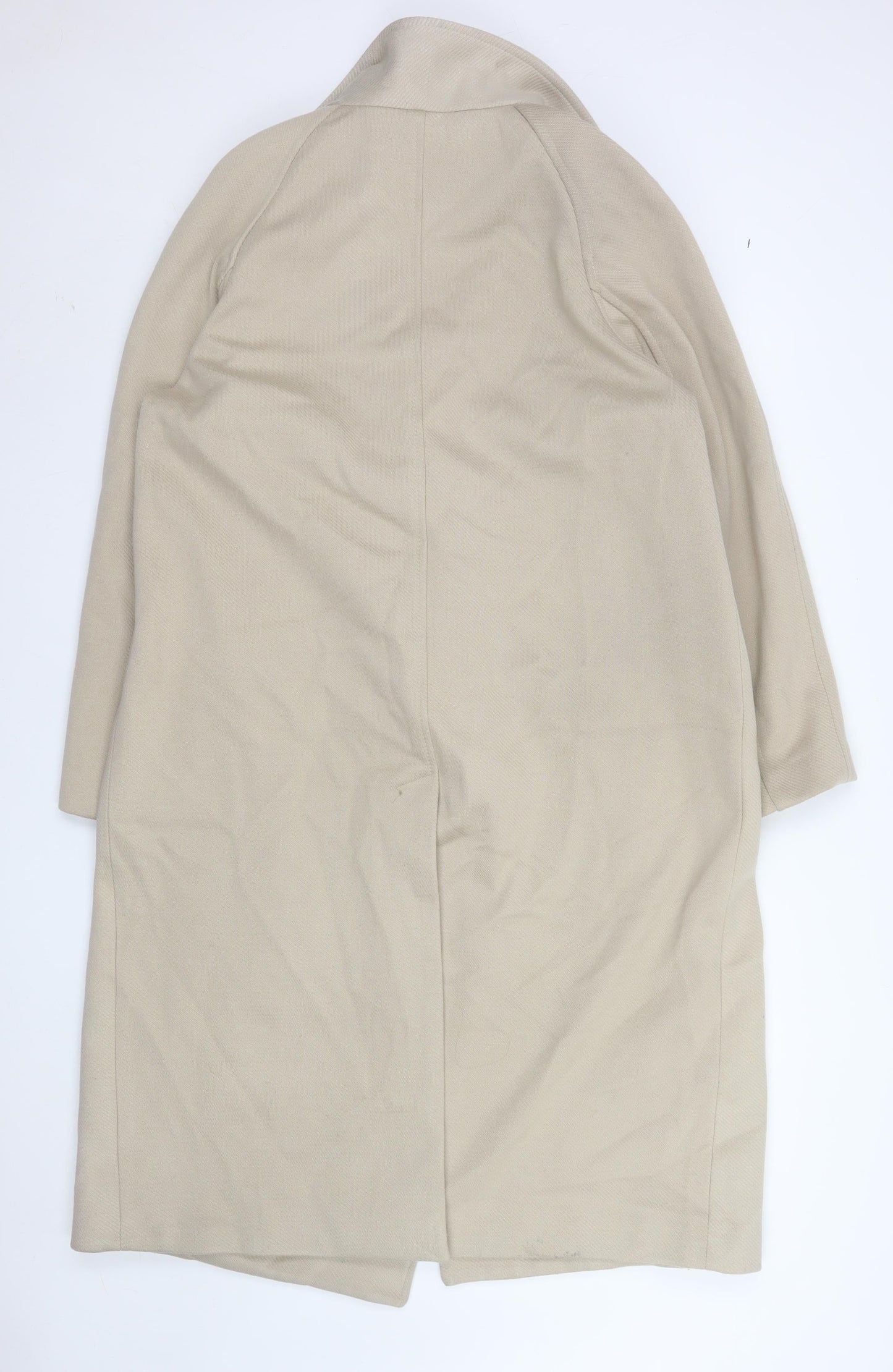 H&M Women’s Beige Wool-Blend Long Overcoat Size L