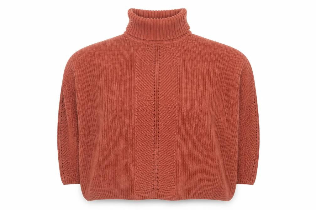 Front view of Miss Selfridge Women’s Brown Roll Neck Acrylic Jumper, size UK 12